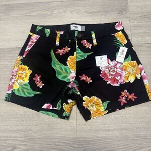 Old Navy Women's Floral Print Shorts Size0 Black Tropical Summer Cotton Blend